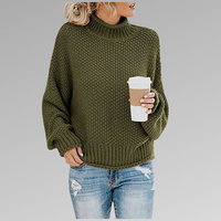 Gemütlicher Damen Strickpullover | Rollkragen – Dunkelgrün
