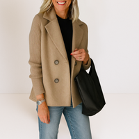 Martine™ -  Elegante Jacke mit Gestrickten Ärmeln – Khaki