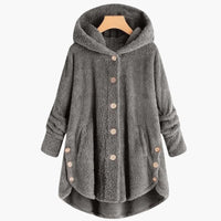 Damen jacke mit Kapuze und Knopfverschluss – Dunkelgrau