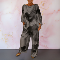 Mona™| Zweiteiliges Damen-Set aus Satin – Silbergrau