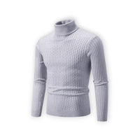 Klassischer Rollkragenpullover für Herren mit Rippstruktur – Hellgrau