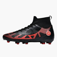 Unisex Fußballschuhe mit Stollen Sohle und Strick Kragen – Schwarz mit Stacheln