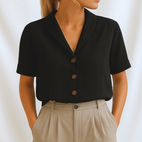 Marie™ | Elegante schlichte Bluse – Schwarz