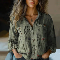 Maya | Fließende Boho Hemdbluse – Grün