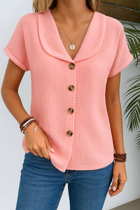 Marijke™ | Bluse mit Kragen und Knöpfen – Rosa