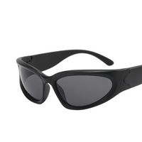 Damen Modisch Ovale Sonnenbrille | Umschließend – Schwarz