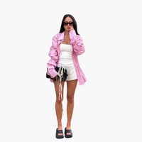 Dunkle Damen Bluse mit Raffung - Elegante lockere Bluse – Rosa