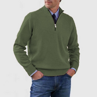 Pullover Herren Half Zip Modern | Warm Komfort Freizeit – Dunkelgrün