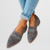 Helen | Orthopädische weiche Wildleder Slipper – Grau