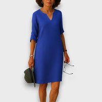 Lisette – Schlichtes Kleid mit V-Ausschnitt – Marine