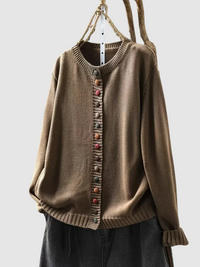 Grace | Gestrickter Knopf-Cardigan – Braun