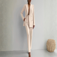 Elke | Damen Blazer Hosen Set Zweiteiler Elegant Business Koordiniert – Cremefarben