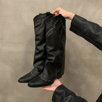 Knöchelstiefel Cowboy Stiefel Damen – Schwarz