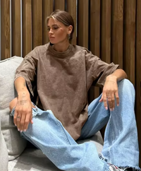 Heidi-Mode | Baumwolle Retro T-Shirt Damen Vintage – Kaffee