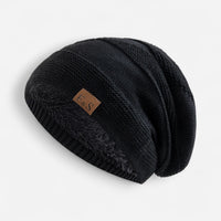 Gefütterte Jersey Mütze im Beanie-Stil – Schwarz