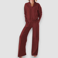 Cristine | Lounge-Set mit weit geschnittener Hose – Rot
