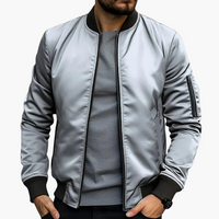 Herren Bomberjacke mit Seitentaschen – Hellgrau