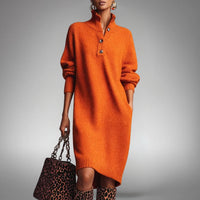 Tabea | Weiches Strickkleid mit femininer Note – Orange