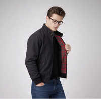 Blouson Jacke für Herren mit Stehkragen und kariertem Innenfutter – Schwarz