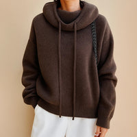 Annalina™ | Gestrickter Hoodie – Braun