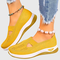 Frieda | Damen Strick Sneaker Slip-On Atmungsaktiv Leicht Komfort Alltag – Hellgelb