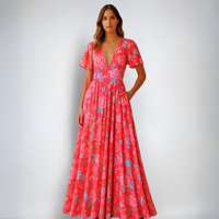 Tessa™ | Luxuriöses Blumenkleid – Rot