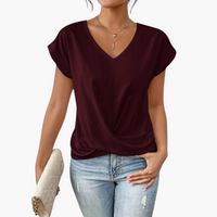 Clara | Lässiges T-Shirt mit Sweetheart-Ausschnitt – Bordeaux