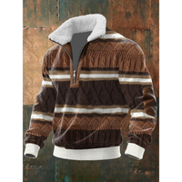 Tobias | ThermoSoft Fleecepullover mit Stehkragen – Braun/Weiß