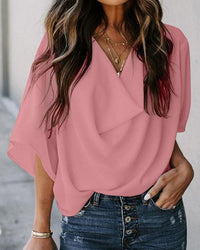 Heidi-Mode | Lässige Bluse Mit V-Ausschnitt Für Frauen – Rose
