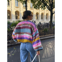 Zarela Bunt Gestrickte Strickjacke – Lila