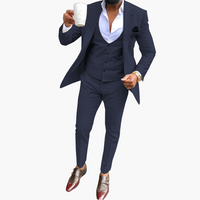 Herren Anzugset mit Weste und atmungsaktivem Blazer – Marine