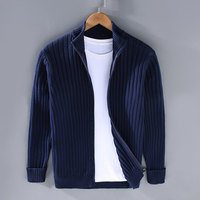 Herren Strickjacke Mit Reißverschluss | Geripptes Design Für Alltag – Blau