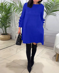 Ava - Langärmliges, lässiges Kleid – Blau