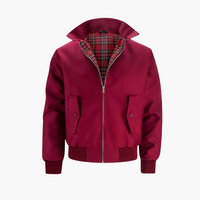 Herren Harrington Bomberjacke mit Tartan Futter – Rot