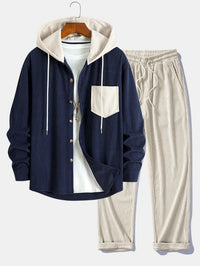 Cadmus – Set Aus Kapuzen Hemd Und Hose Aus Cord – Marine