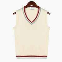 V-Ausschnitt Strickweste für Herren - Ärmellose Mode – Beige