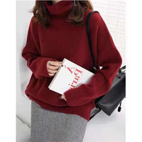 Lockerer Rollkragenpullover – Rot