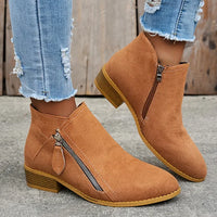 VINA – Orthopädische Lederstiefeletten Mit Reißverschluss – Braun