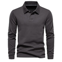 Herren Lässiger Polo | Langarm – Grau