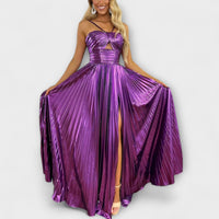 Maxikleid aus metallischem Stoff – Lila