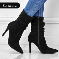 LEONIE - SPITZE STIEFELETTEN MIT ABSATZ – Schwarz