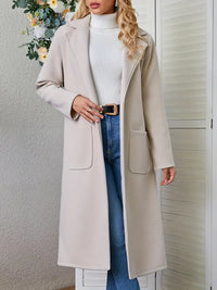Ellithra | Solider Mantel mit Revers in mittlerer Länge und offener Vorderseite – Camel