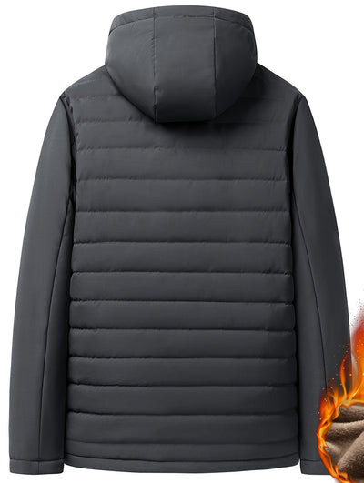 Teun | Warme Herren-Fleecejacke mit Kapuze & Reißverschlusstaschen, Winddicht für Herbst & Winter
