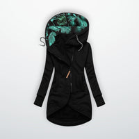 Winddichte Winterjacke für Damen mit verlängertem Rücken – Schwarz