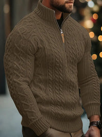 Rabada – Strickpullover Mit Halbem Reißverschluss Und Stehkragen – Kaffee