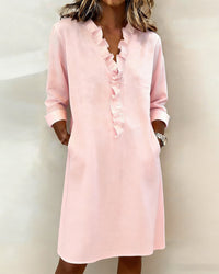 Dorelle - Luftiges Rüschen-Shirtkleid aus Leinen-Mix – Rosa