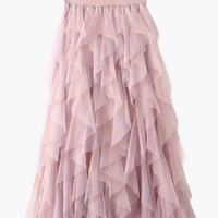 Damenrock Elegante Mehrlagige Volant Romantisches Festkleid – Rosa