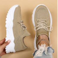 Sommerliche Sneaker für Damen - Bequeme Chunky Schuhe mit Fußbett für heiße Tage – Beige