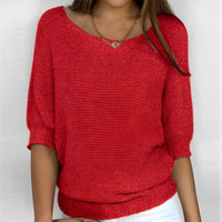 Leonie - Moderner Pullover mit Rundhalsausschnitt – Rot