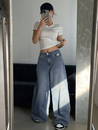 Baggy Jeans Damen | Weit Geschnitten Mit Hoher Taille – Blau